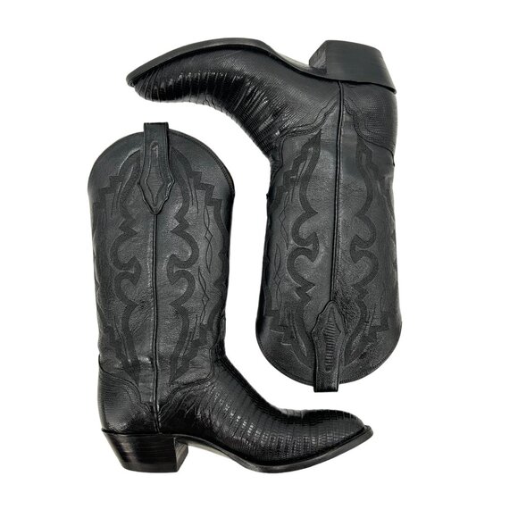 Vintage El Dorado Exotic Black Teju Lizard Cowboy Boots Mens size 9 Western 9550 - Picture 7 of 16